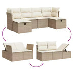 Ensemble de canapé de jardin vidaXL avec coussins, mobilier d’extérieur 6 pièces, polyrotin
