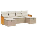Ensemble de canapé de jardin vidaXL avec coussins, mobilier d’extérieur 6 pièces, polyrotin