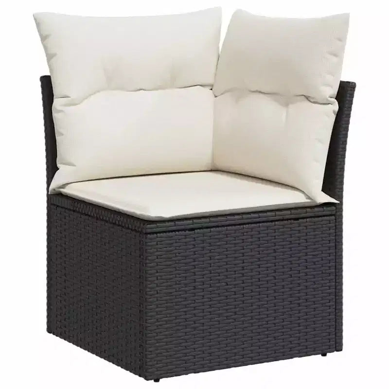 vidaXL 8-teiliges Loungeset für die Terrasse mit Auflagen, schwarzes Poly-Rattan