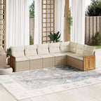 vidaXL 8-teiliges Loungeset für die Terrasse mit Auflagen, schwarzes Poly-Rattan