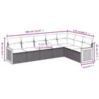 vidaXL 8-teiliges Loungeset für die Terrasse mit Auflagen, schwarzes Poly-Rattan