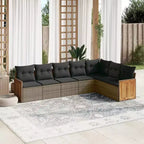 vidaXL 8-teiliges Loungeset für die Terrasse mit Auflagen, schwarzes Poly-Rattan