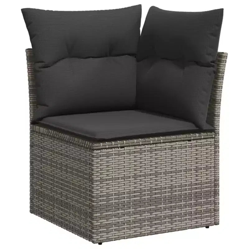 vidaXL 8-teiliges Loungeset für die Terrasse mit Auflagen, schwarzes Poly-Rattan
