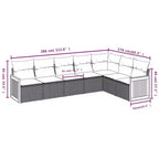 vidaXL 8-teiliges Loungeset für die Terrasse mit Auflagen, schwarzes Poly-Rattan