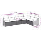 vidaXL 8-teiliges Loungeset für die Terrasse mit Auflagen, schwarzes Poly-Rattan