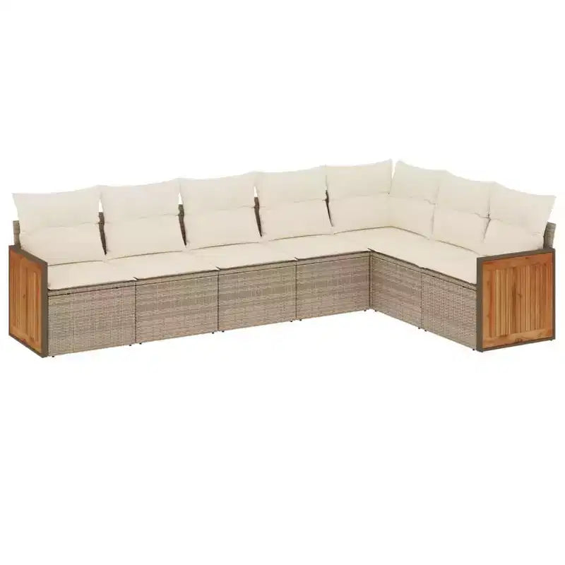 vidaXL 8-teiliges Loungeset für die Terrasse mit Auflagen, schwarzes Poly-Rattan