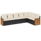 vidaXL 8-teiliges Loungeset für die Terrasse mit Auflagen, schwarzes Poly-Rattan