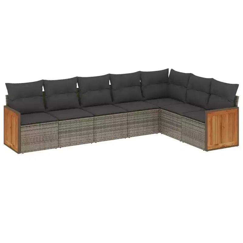 vidaXL 8-teiliges Loungeset für die Terrasse mit Auflagen, schwarzes Poly-Rattan