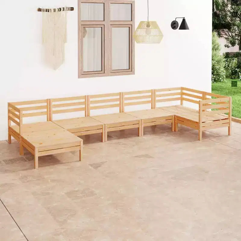 Set da salotto da giardino vidaXL in legno naturale, legno massello di pino, modulare di medie dimensioni