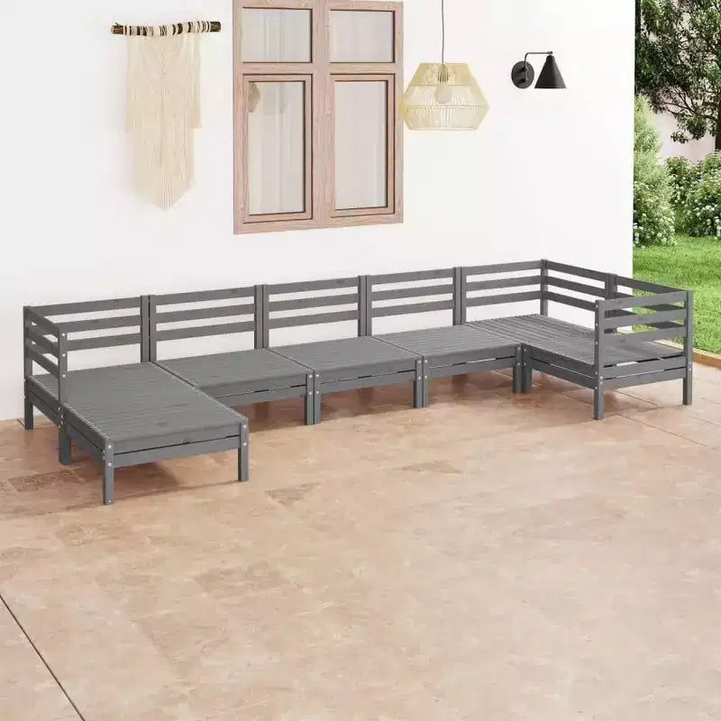 Set da salotto da giardino vidaXL in legno naturale, legno massello di pino, modulare di medie dimensioni