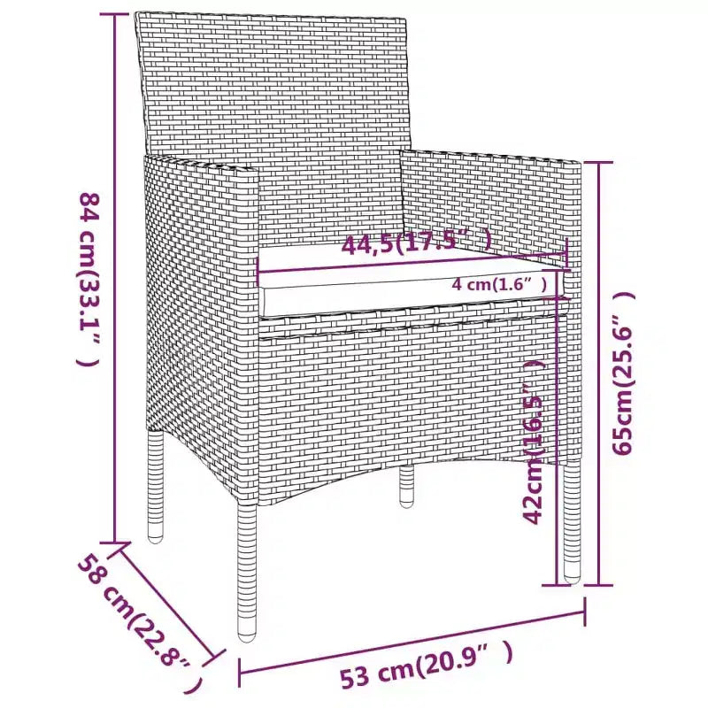 vidaXL Lounge-Set für die Terrasse mit Sesseln, Sitzpolstern und Tisch, 5-teilig, Poly-Rattan