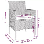 vidaXL Lounge-Set für die Terrasse mit Sesseln, Sitzpolstern und Tisch, 5-teilig, Poly-Rattan