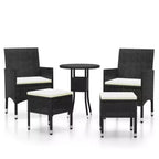 vidaXL Patio Lounge Set Chairs and Seat Cushions Table 5 Piece Poly Rattan