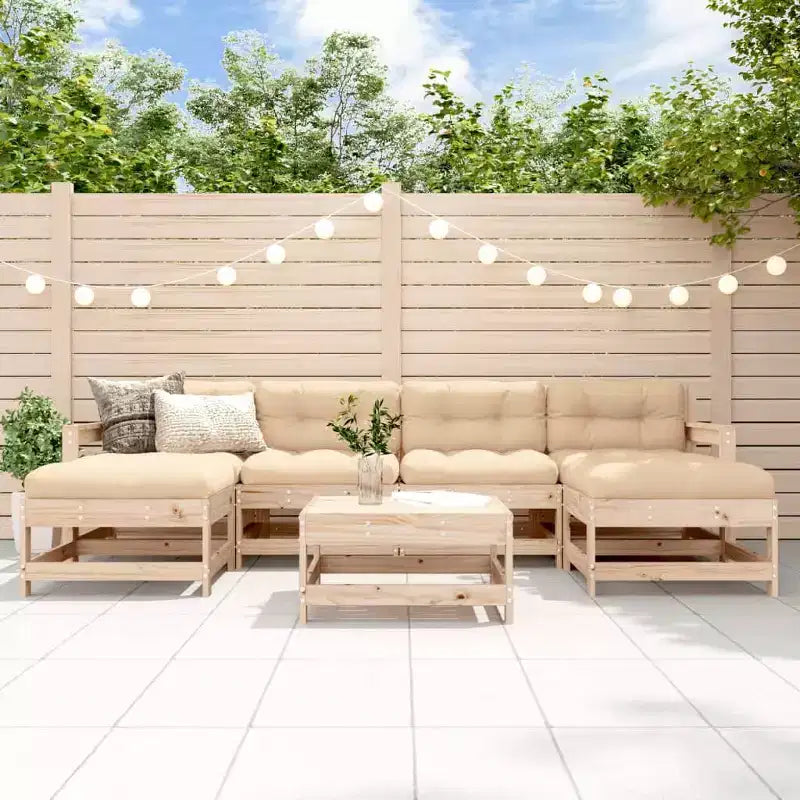 Ensemble de salon de jardin vidaXL en bois naturel, bois de pin massif et contreplaqué, grand modèle