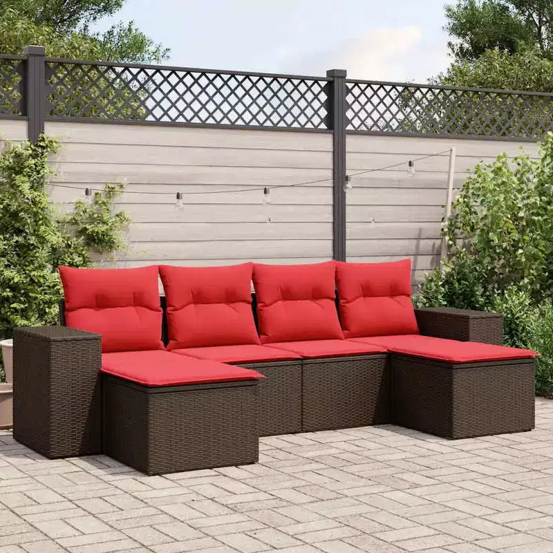 vidaXL Terrassensofagarnitur, schwarzes Sofa, blaue Kissen