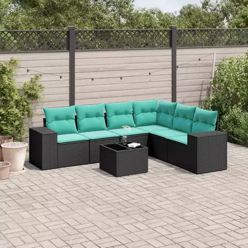 vidaXL ensemble de canapé de terrasse vidaXL noir et bleu