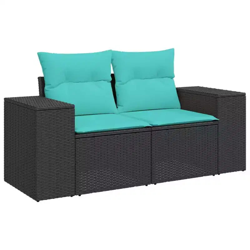 vidaXL ensemble de canapé de terrasse vidaXL noir et bleu