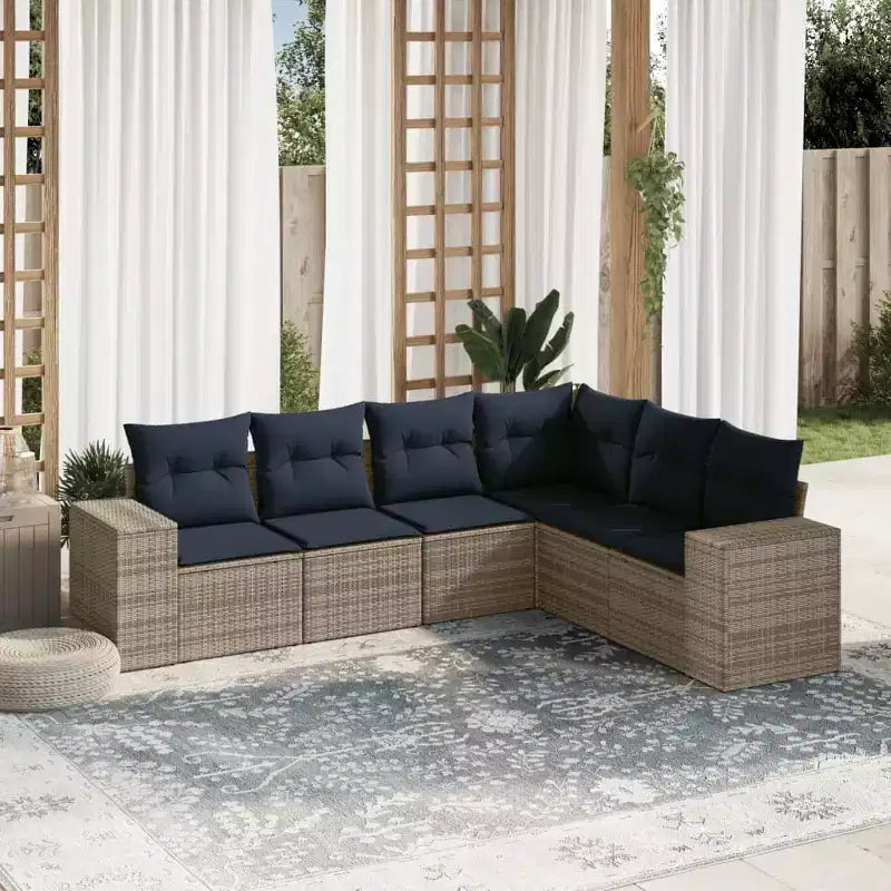 vidaXL ensemble de canapé de terrasse vidaXL noir et bleu