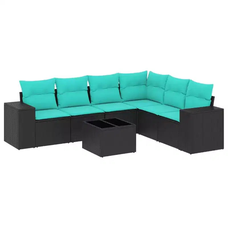 vidaXL ensemble de canapé de terrasse vidaXL noir et bleu