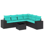 vidaXL ensemble de canapé de terrasse vidaXL noir et bleu