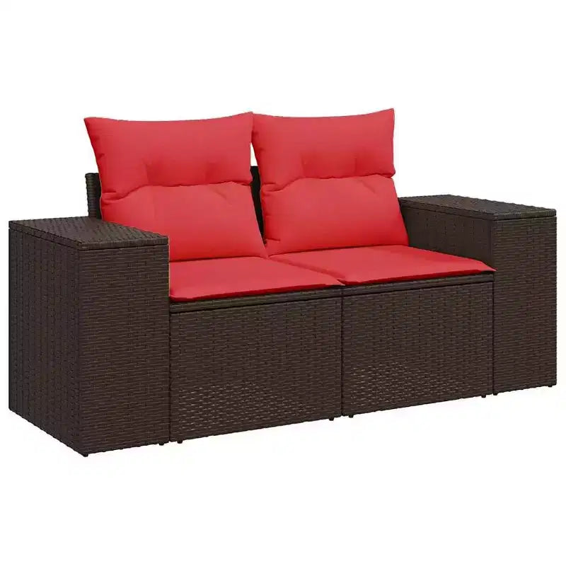 vidaXL Gartensofagarnitur, schwarz, aus PE-Rattan und pulverbeschichtetem Stahl, Standard