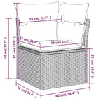 vidaXL Gartensofagarnitur, schwarz, aus PE-Rattan und pulverbeschichtetem Stahl, Standard