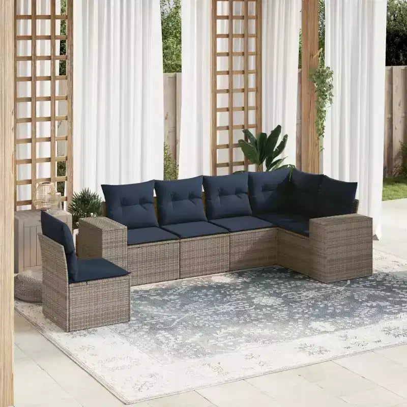 vidaXL Gartensofagarnitur, schwarz, aus PE-Rattan und pulverbeschichtetem Stahl, Standard