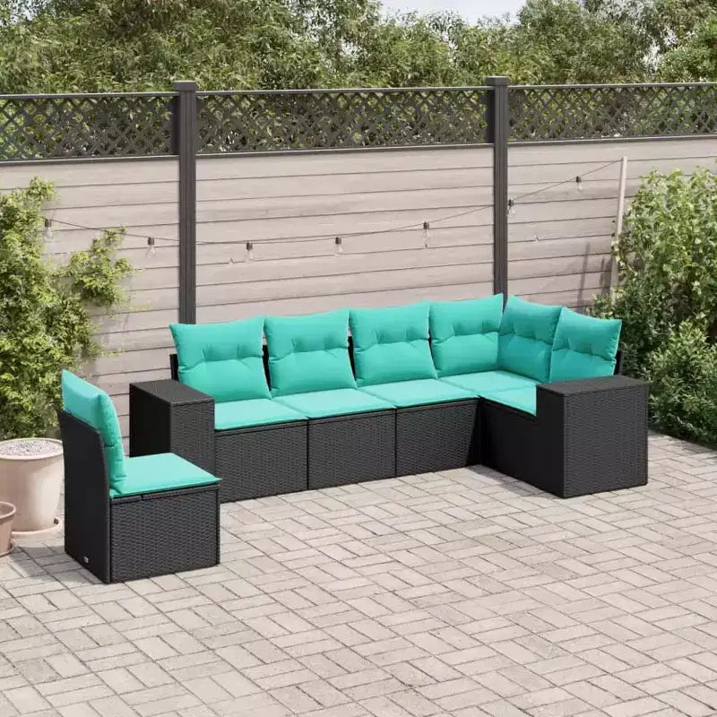 vidaXL Gartensofagarnitur, schwarz, aus PE-Rattan und pulverbeschichtetem Stahl, Standard