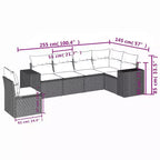 vidaXL Gartensofagarnitur, schwarz, aus PE-Rattan und pulverbeschichtetem Stahl, Standard