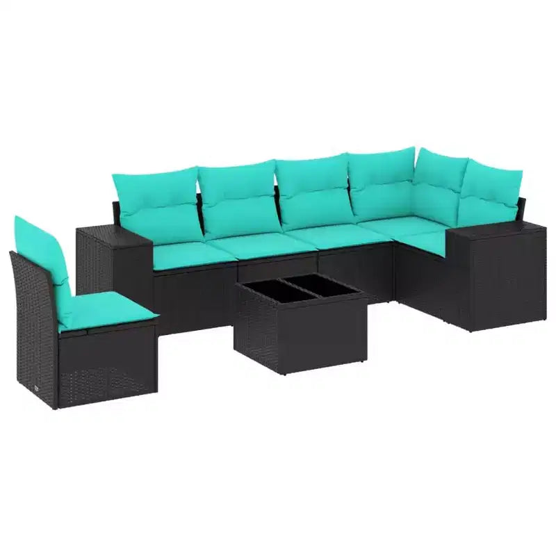 vidaXL Gartensofagarnitur, schwarz, aus PE-Rattan und pulverbeschichtetem Stahl, Standard