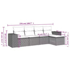 Set di divani da giardino vidaXL da 5 pezzi con cuscini, polirattan grigio, senza tavolo, grigio e blu