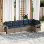 vidaXL Terrassensofaset, schwarz und blau, aus PE-Rattan und pulverbeschichtetem Stahl, groß
