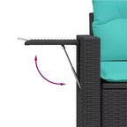 vidaXL Terrassensofaset, schwarz und blau, aus PE-Rattan und pulverbeschichtetem Stahl, groß
