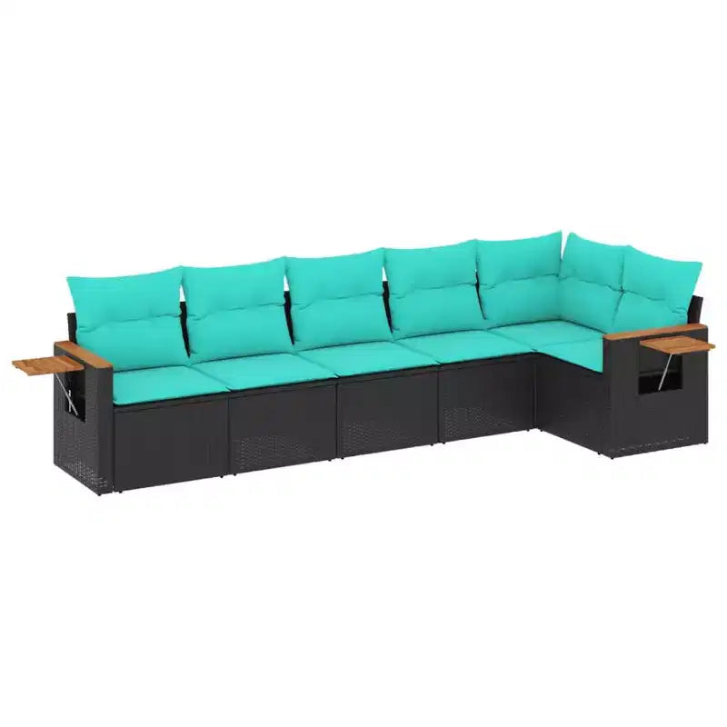 vidaXL Patio Sofa Set Black, Blue PE Rattan, Powder-Coated Steel Large