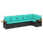 vidaXL Patio Sofa Set Black, Blue PE Rattan, Powder-Coated Steel Large