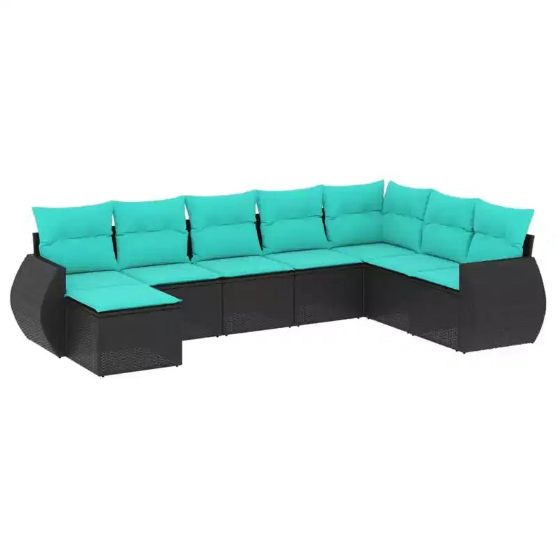 vidaXL Patio Sofa Set - Black and Blue Without Table