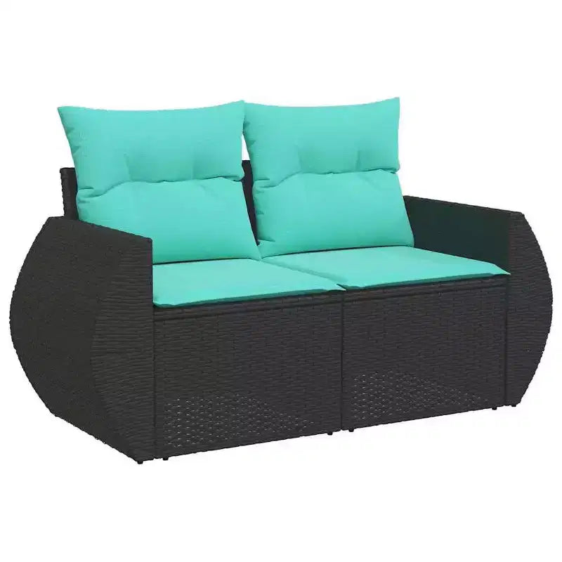 Ensemble de canapé de terrasse vidaXL – noir et bleu, sans table