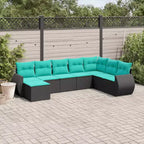 Ensemble de canapé de terrasse vidaXL – noir et bleu, sans table