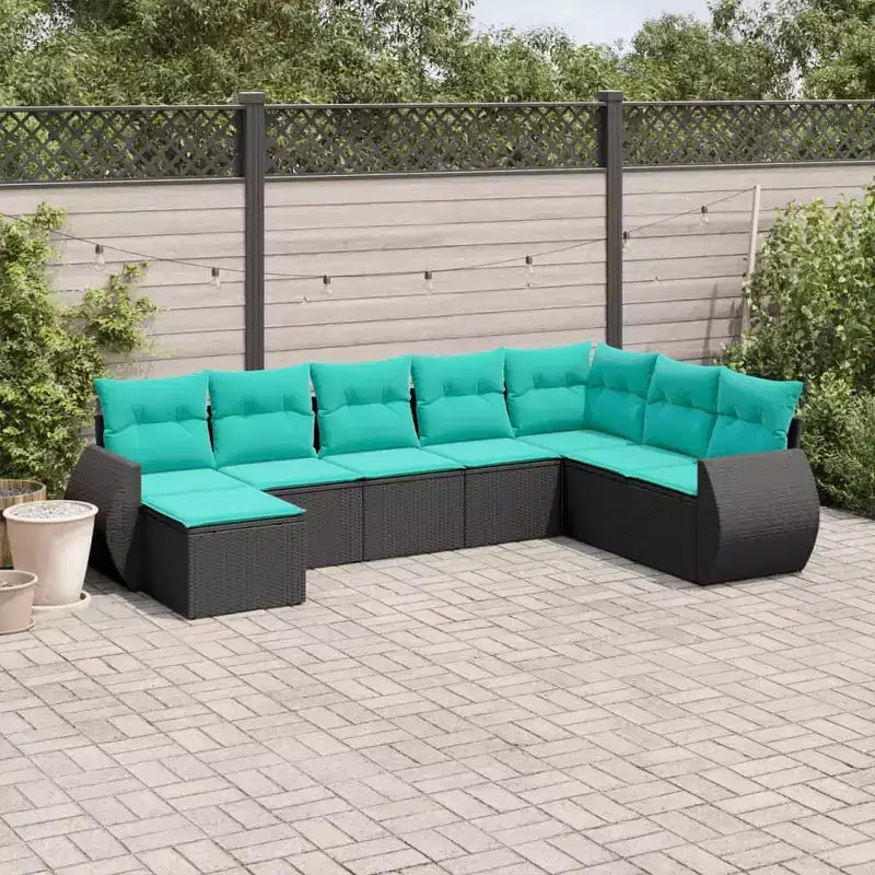 Ensemble de canapé de terrasse vidaXL – noir et bleu, sans table