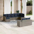 vidaXL Set di divani da patio nero con cuscini blu