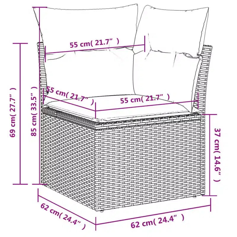 vidaXL Terrassensofaset, schwarz und blau, großes modulares Set aus PE-Rattan