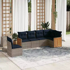 vidaXL Terrassensofaset, schwarz und blau, großes modulares Set aus PE-Rattan