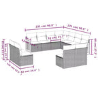 vidaXL Terrassensofaset, schwarz, aus PE-Rattan, groß, mit verstellbaren Füßen