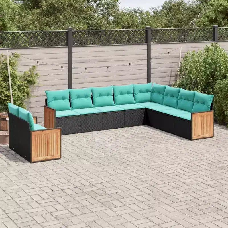 vidaXL Terrassensofaset, schwarz, aus PE-Rattan, groß, mit verstellbaren Füßen
