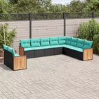 vidaXL Terrassensofaset, schwarz, aus PE-Rattan, groß, mit verstellbaren Füßen