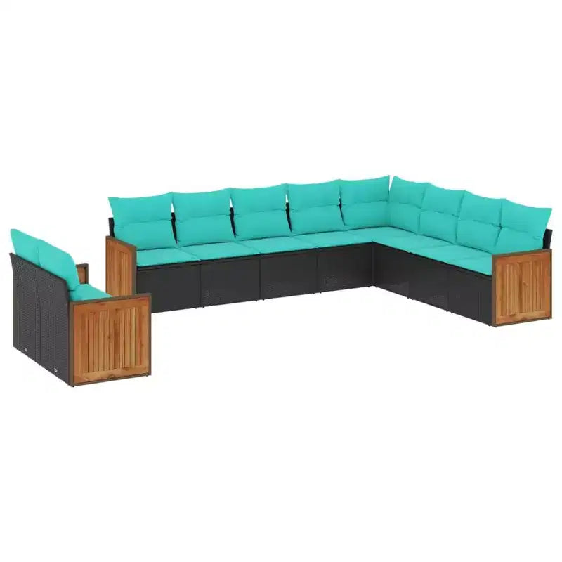 vidaXL Patio Sofa Set Black PE Rattan Large Adjustable Feet