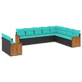 vidaXL Patio Sofa Set Black PE Rattan Large Adjustable Feet