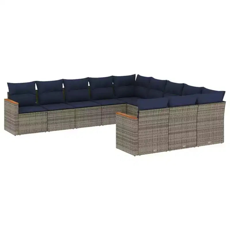 vidaXL Garden Sofa Set with Cushions Poly Rattan