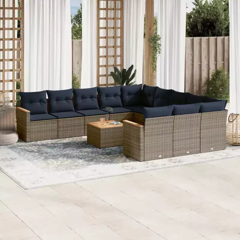 Set di divani da giardino vidaXL con cuscini, polirattan