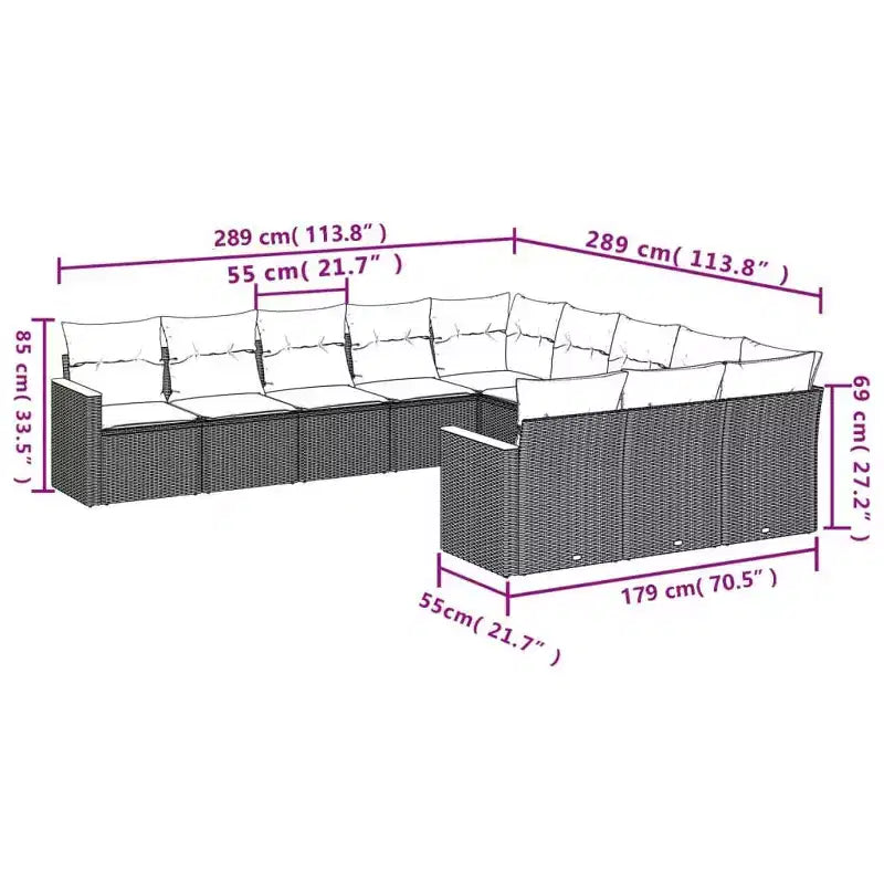 Set di divani da giardino vidaXL con cuscini, polirattan